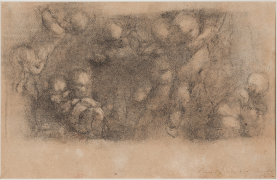 Auguste Rodin, Enfants, 1878, fusain, lavis sur papier 